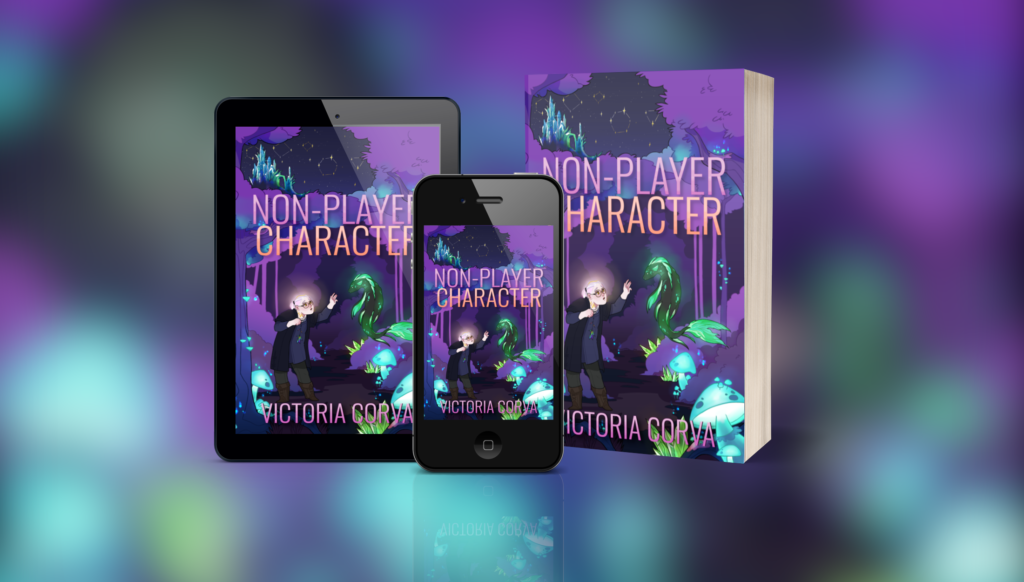 Images of Non-Player Character on ereader, phone, and paperback
