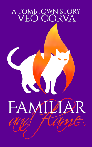 Familiar and Flame by Veo Corva. A cat wreathed in fire.