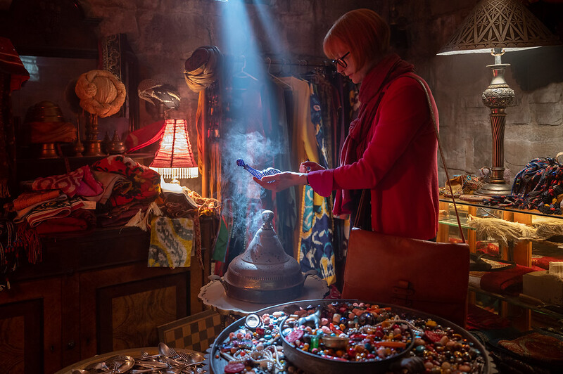 Alithea discovers the Djinn's bottle in a trinket shop in Istanbul.